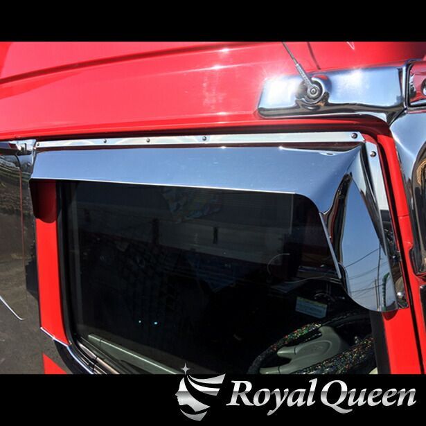 17スーパーグレート等　サイドミラーバイザー　鱗ステンレス3ピース 三菱ふそう 新型 17スーパーグレート/07スーパーグレート ドア