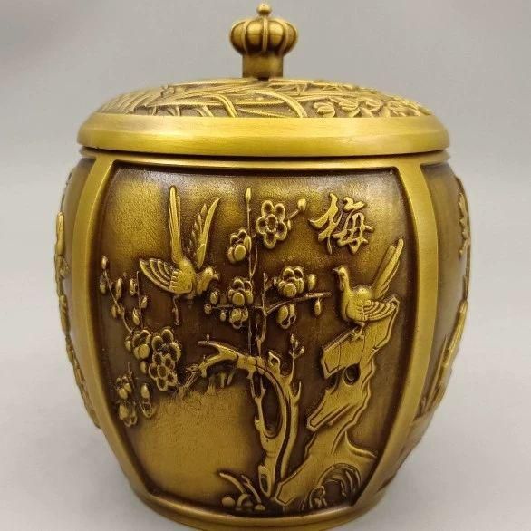 銅製 梅蘭竹菊銅缶 茶壺 茶道具 香道具 博古架 装飾品 工芸品 置物 銅製 梅蘭竹菊銅缶 茶壺 茶道具 香道具 博古架 装飾品 工芸