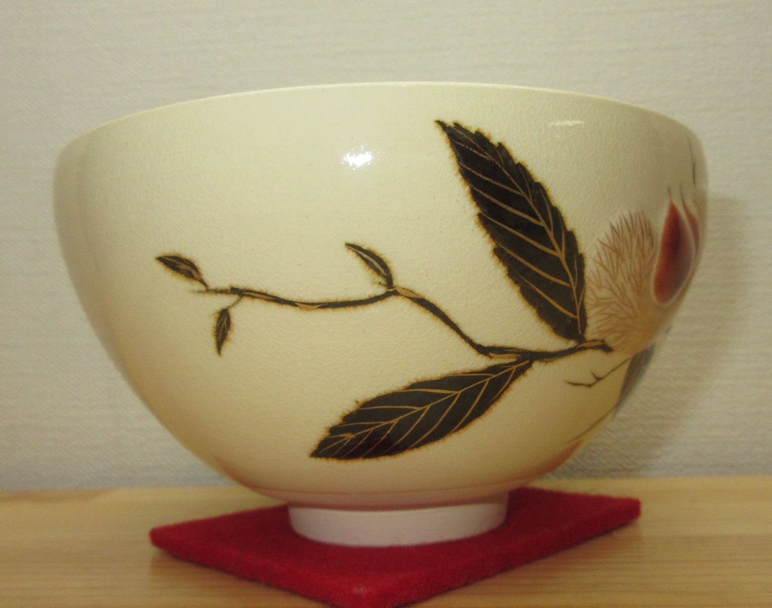 逢絢亭・新品】茶道具 茶碗 京焼 仁清 流水紅葉の図 加藤如水 共箱入り
