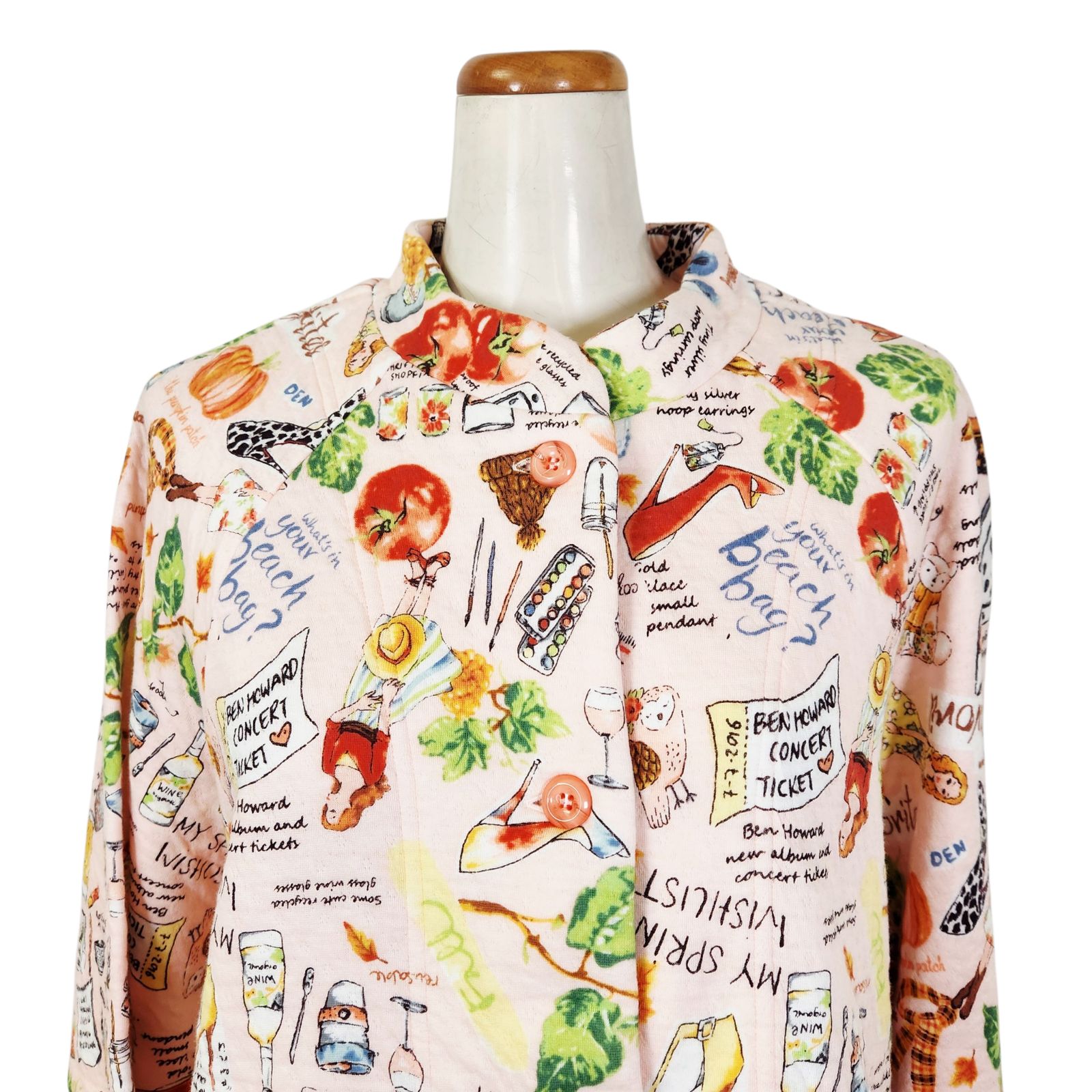 鴨居羊子ショートガウン ♥ TUNIC ショートガウン キャットキルトフォーシーズン 89333 日本製 淡オレンジ色