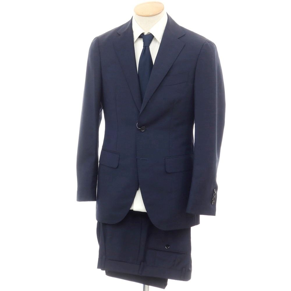 【中古】ビームスエフ BEAMS F ウールモヘヤ 3つボタンスーツ ネイビー【サイズ44 8R】【メンズ】