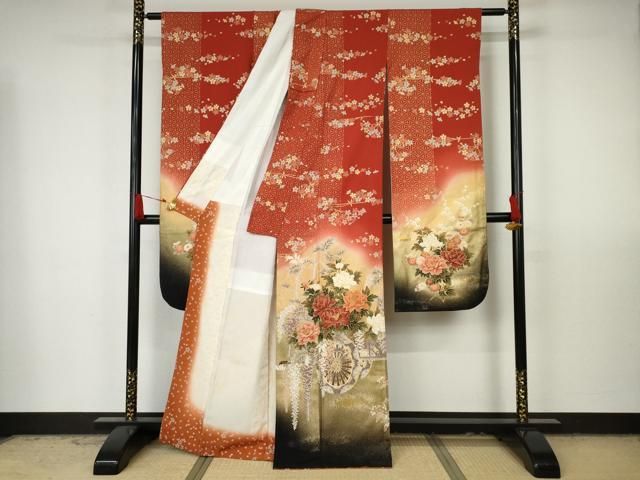 平和屋着物□豪華振袖 花車文 暈し染め 金彩 正絹 逸品 AAAU6323nf