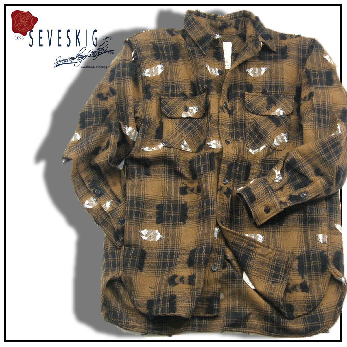 SEVESKIG × HUNTER×HUNTER セヴシグ × ハンターハンター ネルシャツ ウール リフレクター 動物 長袖シャツ ブラウン ｜ 秋冬