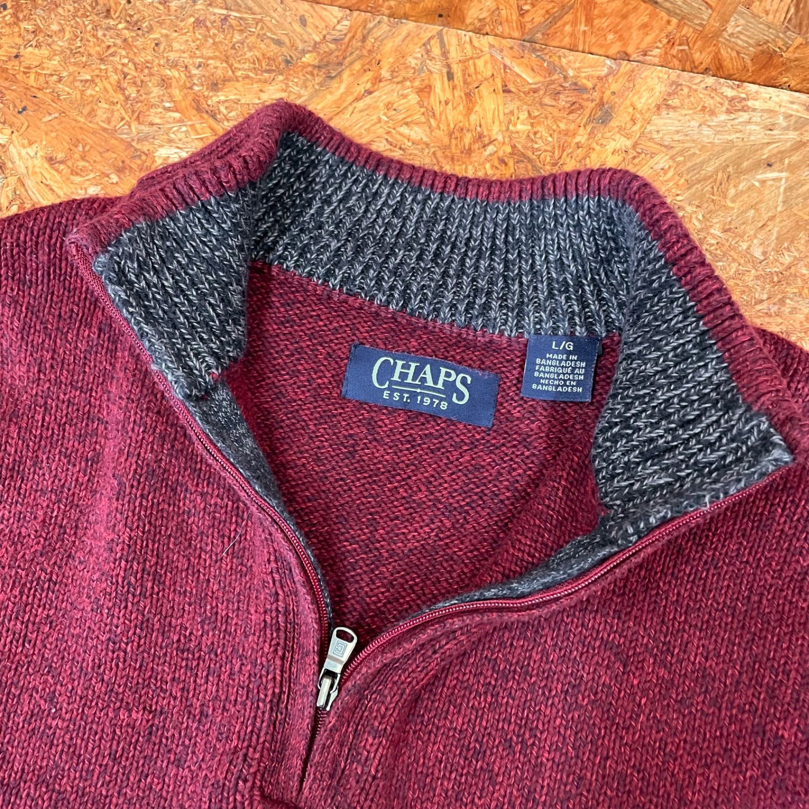 CHAPS Ralph Lauren コットンニット ハーフジップセーター L 