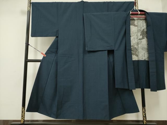 平和屋着物男性　紬　アンサンブル　紺色　正絹　逸品　DAAM4620yyy