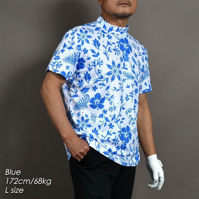 【木梨サイクル／GOLF】半袖 モックネック ウェア シャツ 総柄 (L) 木梨サイクル／GOLF】半袖 モックネック ウェア シャツ 総柄 (L) 新品