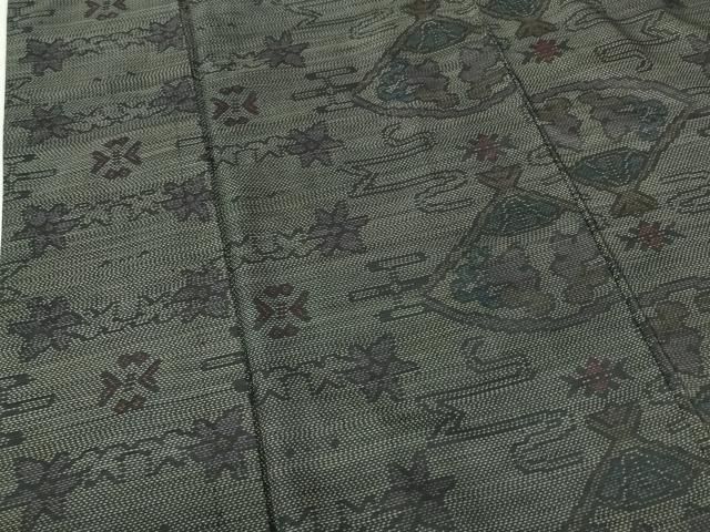 平和屋着物○上質な紬 横段文 正絹 逸品 AABA5251ph