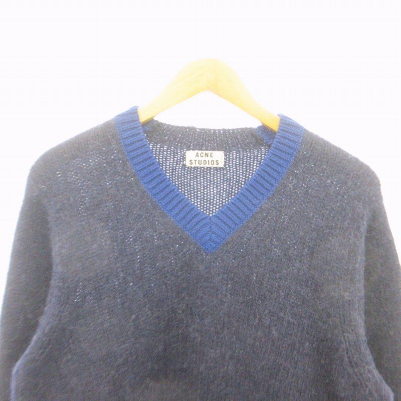 アクネ ストゥディオズ Acne Studios セーター ニット ウール混 Vネック 青 ブルー XS