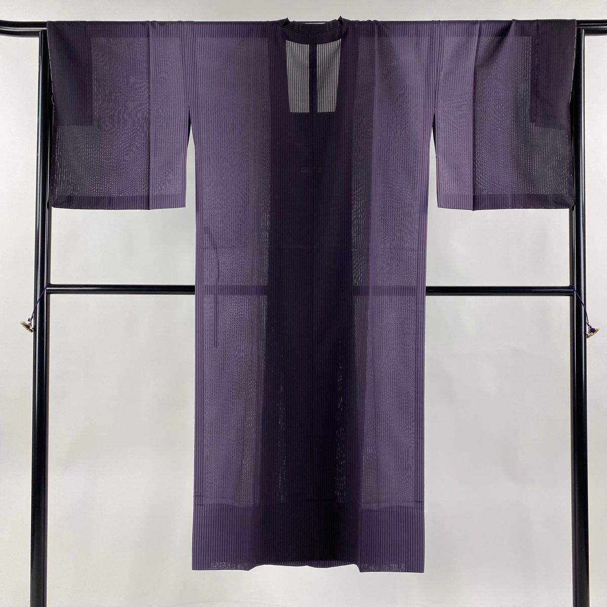 道中着 身丈102.5cm 裄丈65cm M 和装コート 地紋 引っかく 葉 茶緑色 