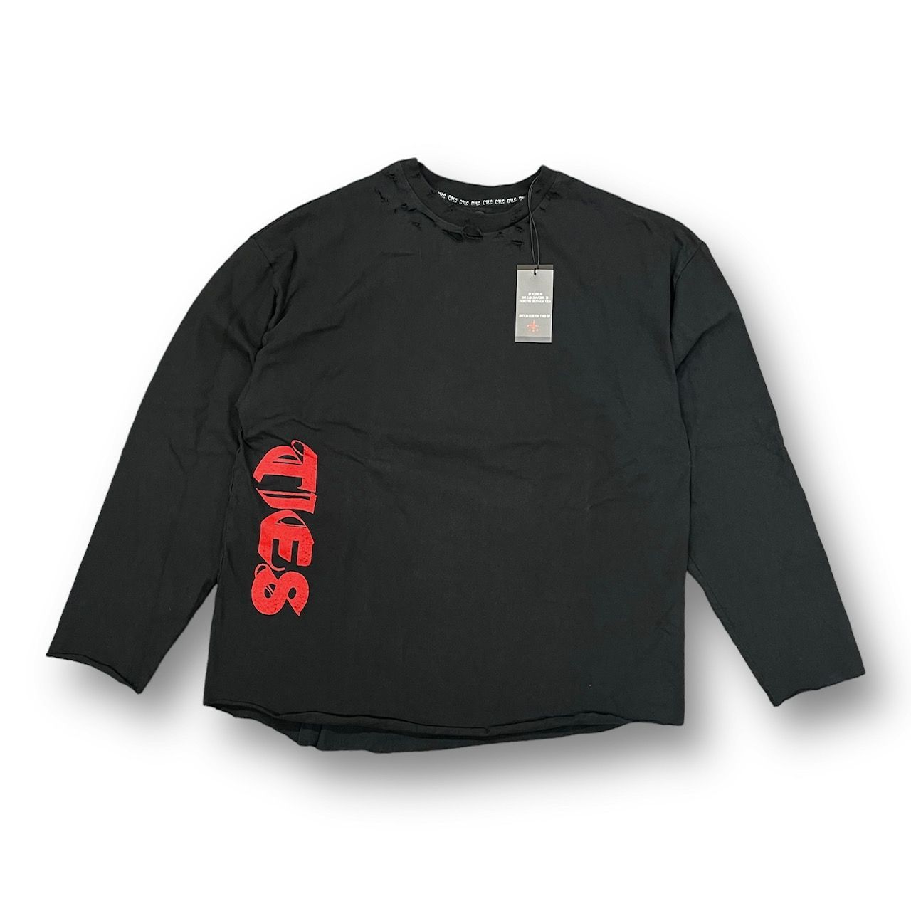 『CVTVLIST』カタリスト(2) オーバーサイズ ロンT CVTVLIST カタリスト ダメージ加工 長袖Tシャツ 2 ブラック