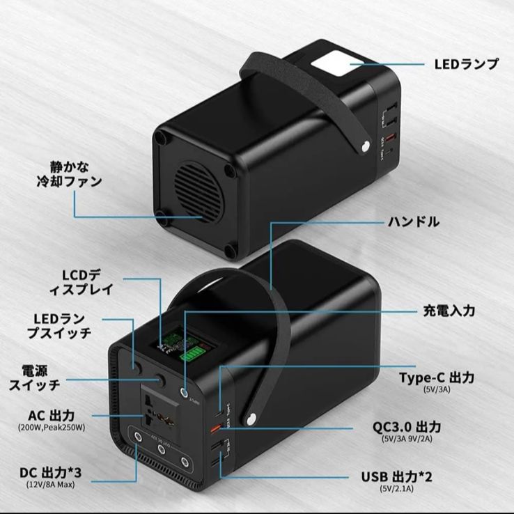 アウトドアに万能❤︎【 ポータブル電源 ♡大容量 52500mAh/195Wh  