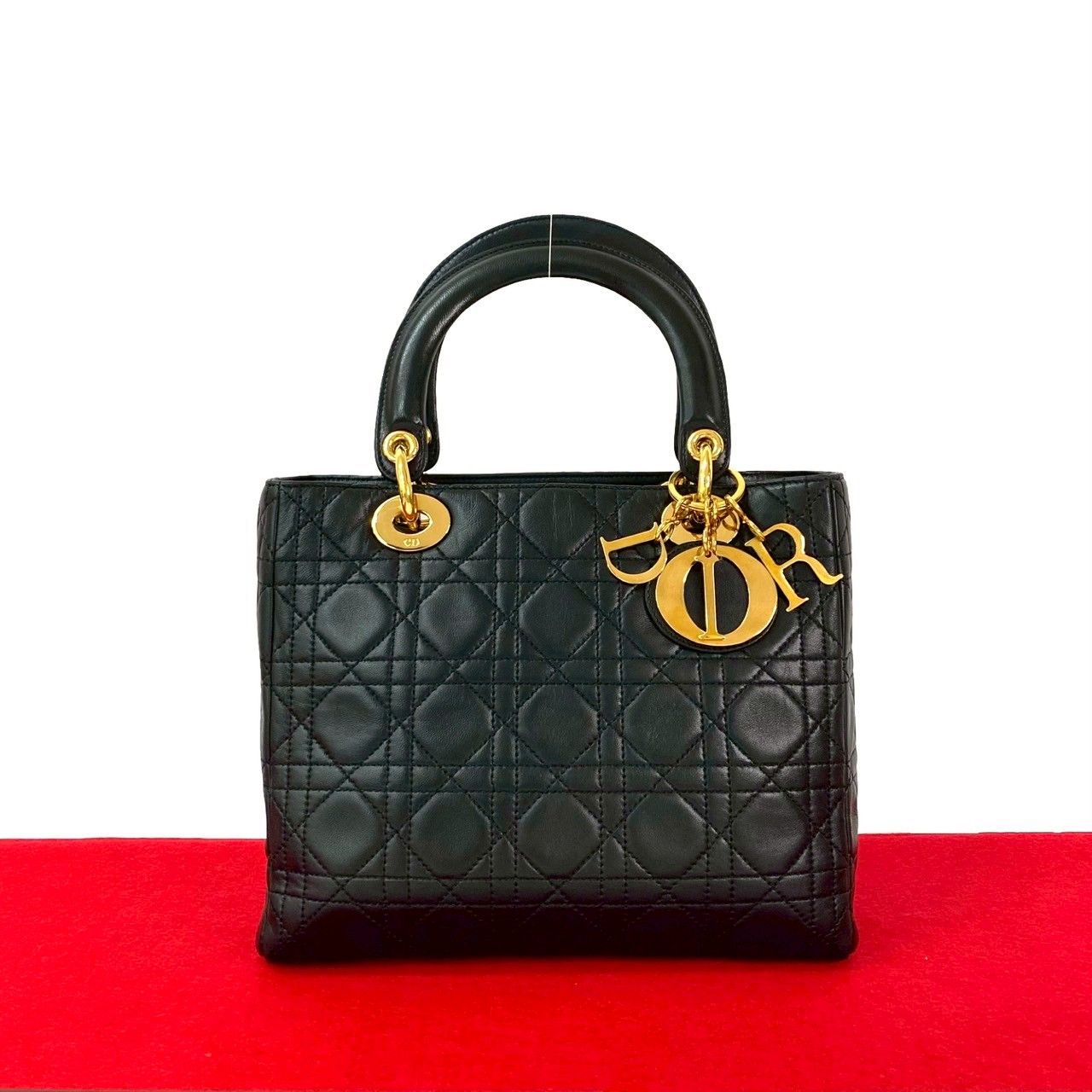 Dior レディディオール パテントレザー ハンドバッグ ブラック DIOR