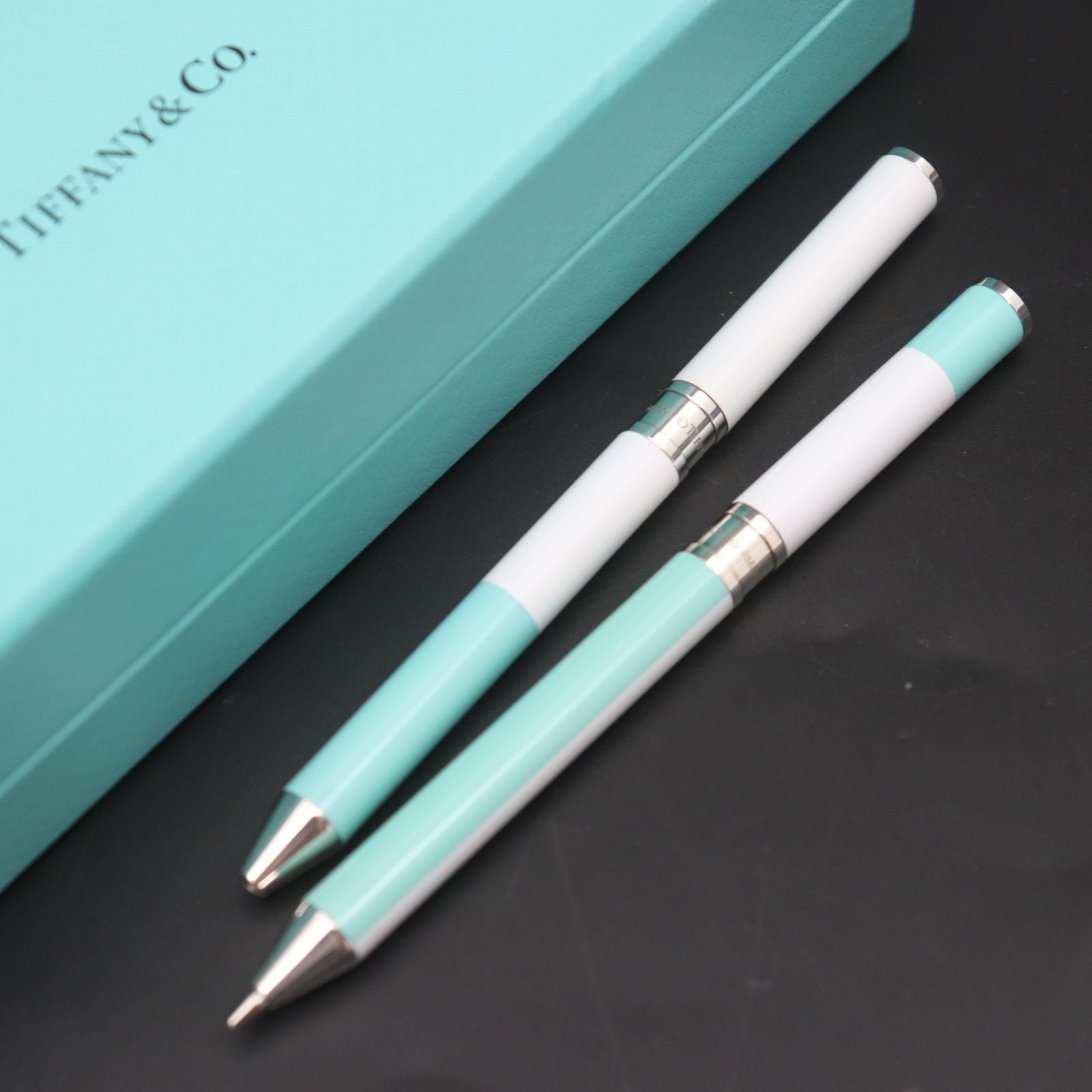 ITYWZEOGHFAE 現行品 TIFFANY＆Co. ティファニー カラーブロック ティファニーブルー ボールペン シャーペン 2本 セット