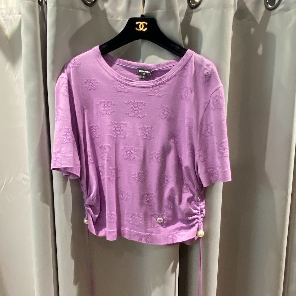 シャネル ロゴTシャツ パープル サイズL P72733 - メルカリ