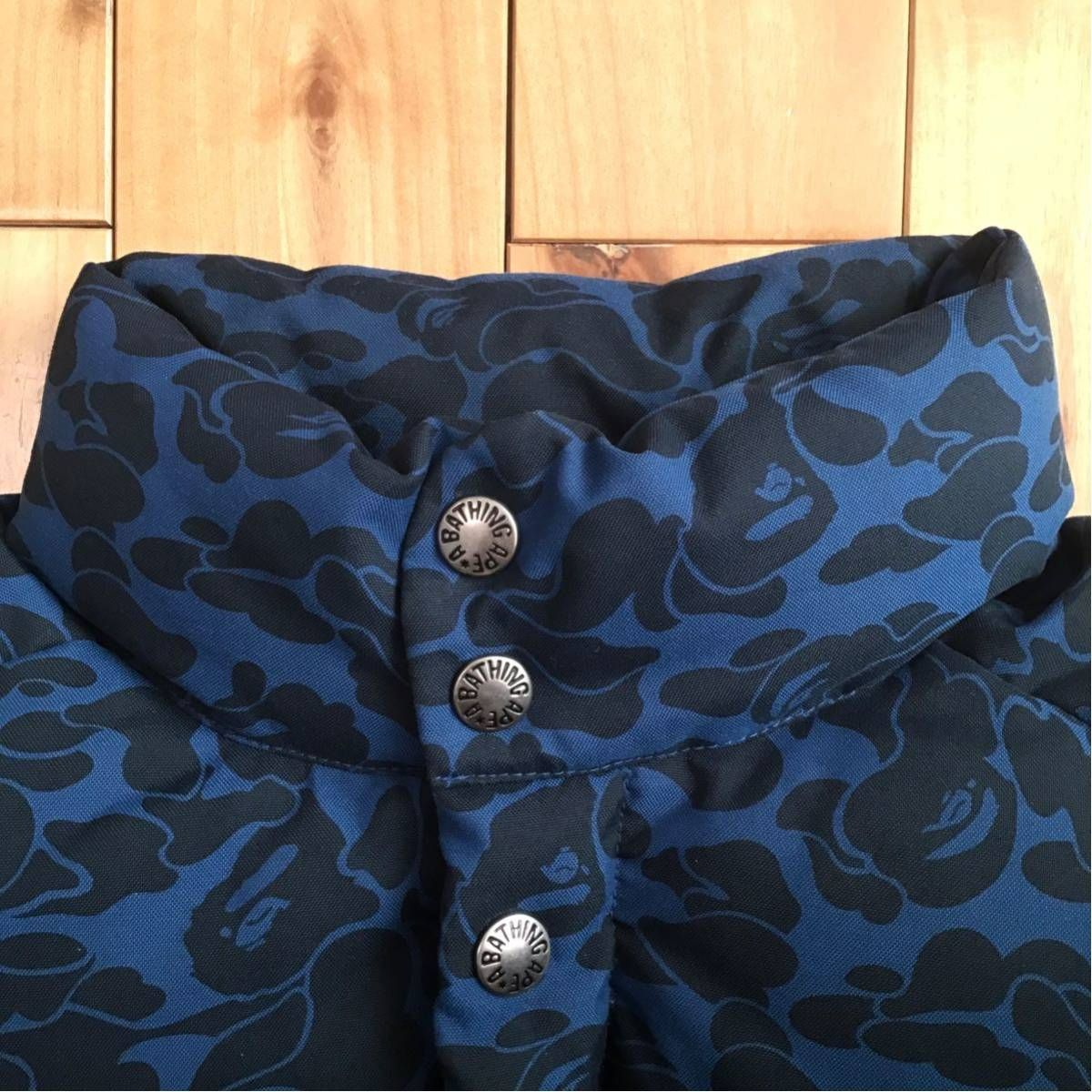 ダウンジャケット Solid camo Mサイズ blue × navy a bathing ape BAPE 