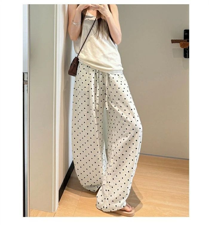 バルーンパンツ ドット ワイドパンツ レディース 夏 パンツ