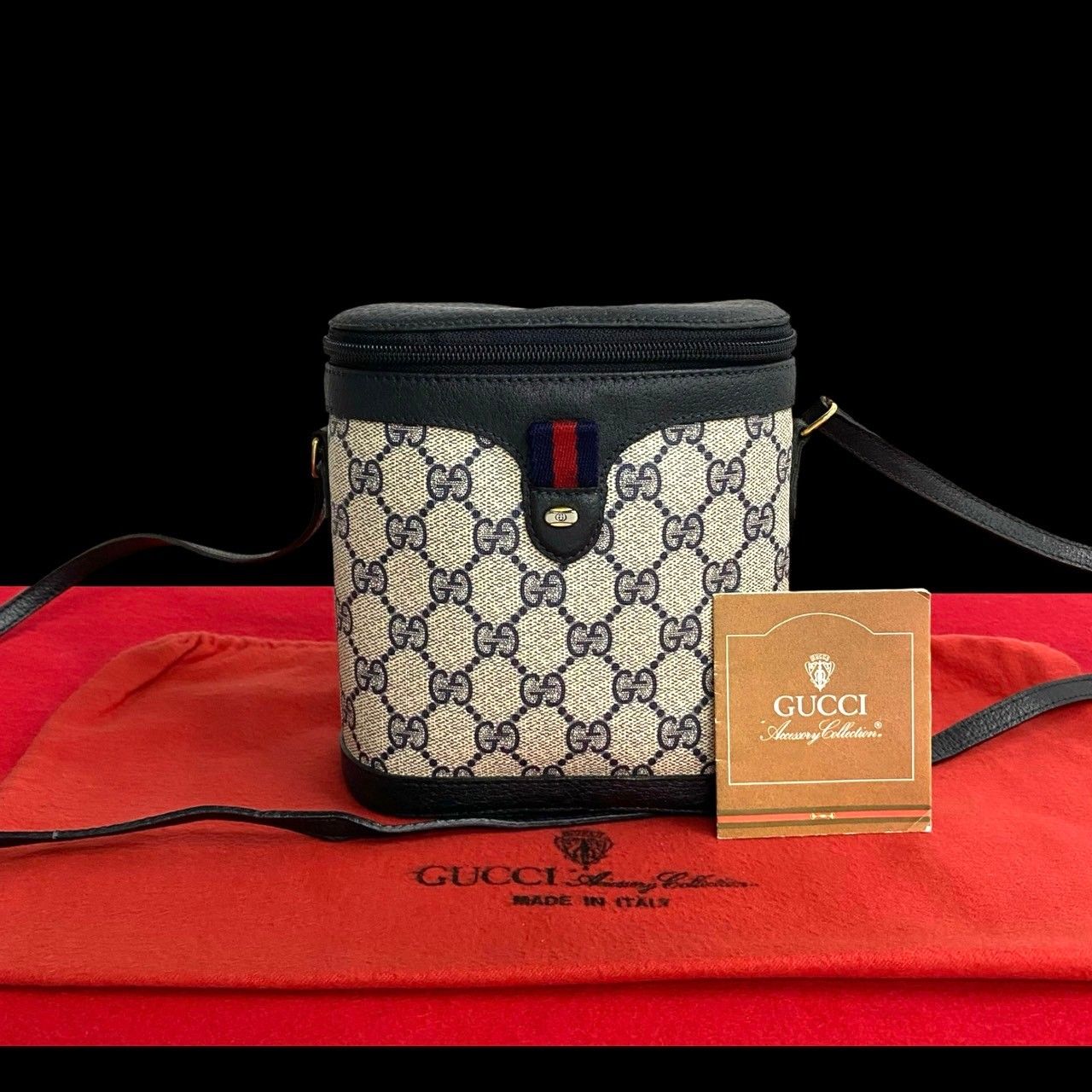 極 美品 GUCCI グッチ オールドグッチ ヴィンテージ ネイビー