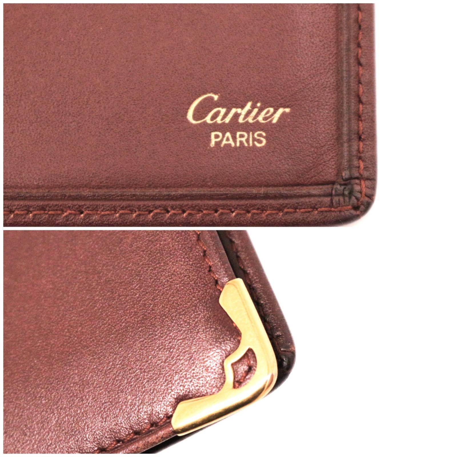 楽天市場】カルティエ CARTIER 二つ折り長財布 レザー バーガンディ