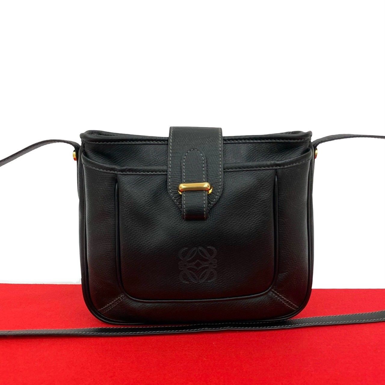 極美品！ LOEWE ロエベ アナグラム ショルダー バッグ 黒 クロスボディ