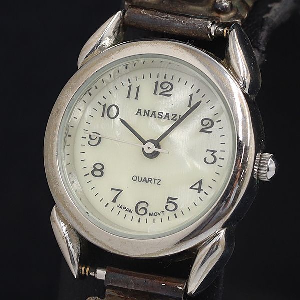 稼動 ANASAZI QZ 石付 シルバー文字盤 レディース腕時計 OGH