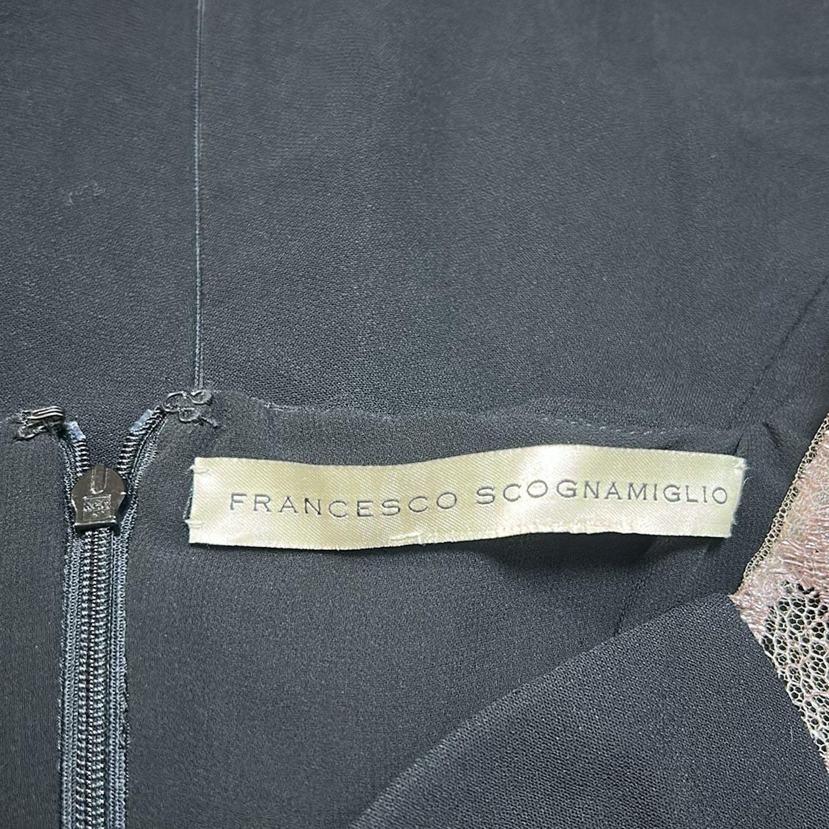 黒×ピンク Vネック|長袖|ロング|レース|ラメ|フリル