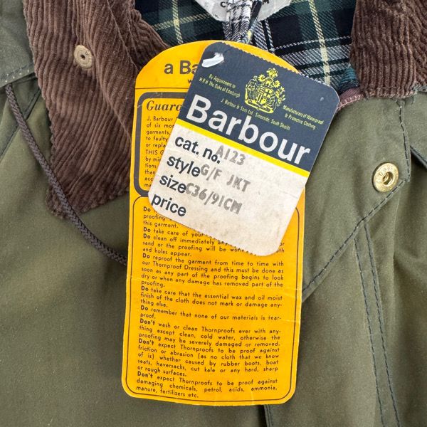 未使用】Barbour/バブアー 70s/79年製 ヴィンテージ 1ワラント