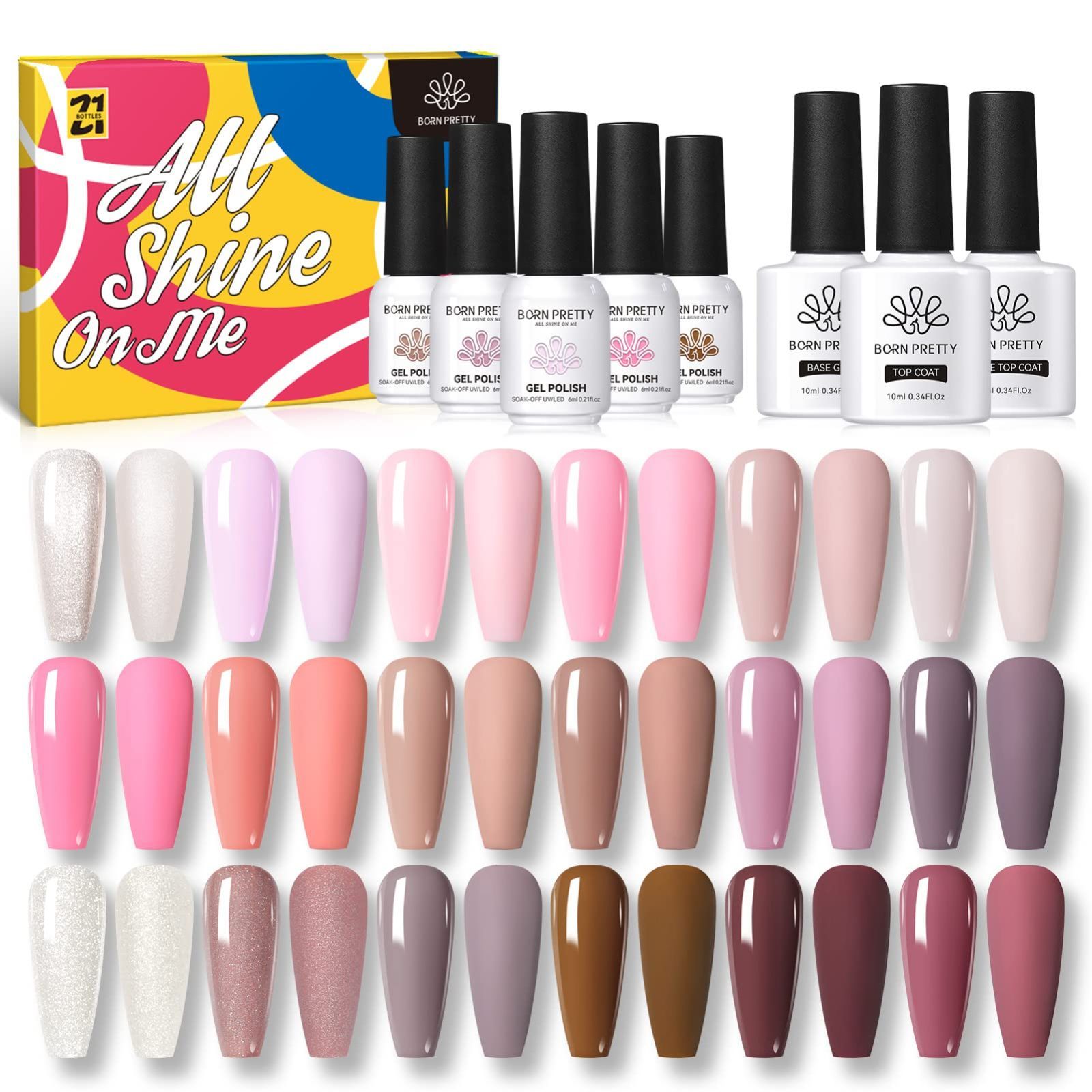 Modern Romance BORN PRETTY カラージェルセット ジェルネイルキット マニキュアセット ヌードベージュ 発色いい カラージェル セット 日常の色 耐久 塗りやすい プレゼント適用 トップ ベ ースコー