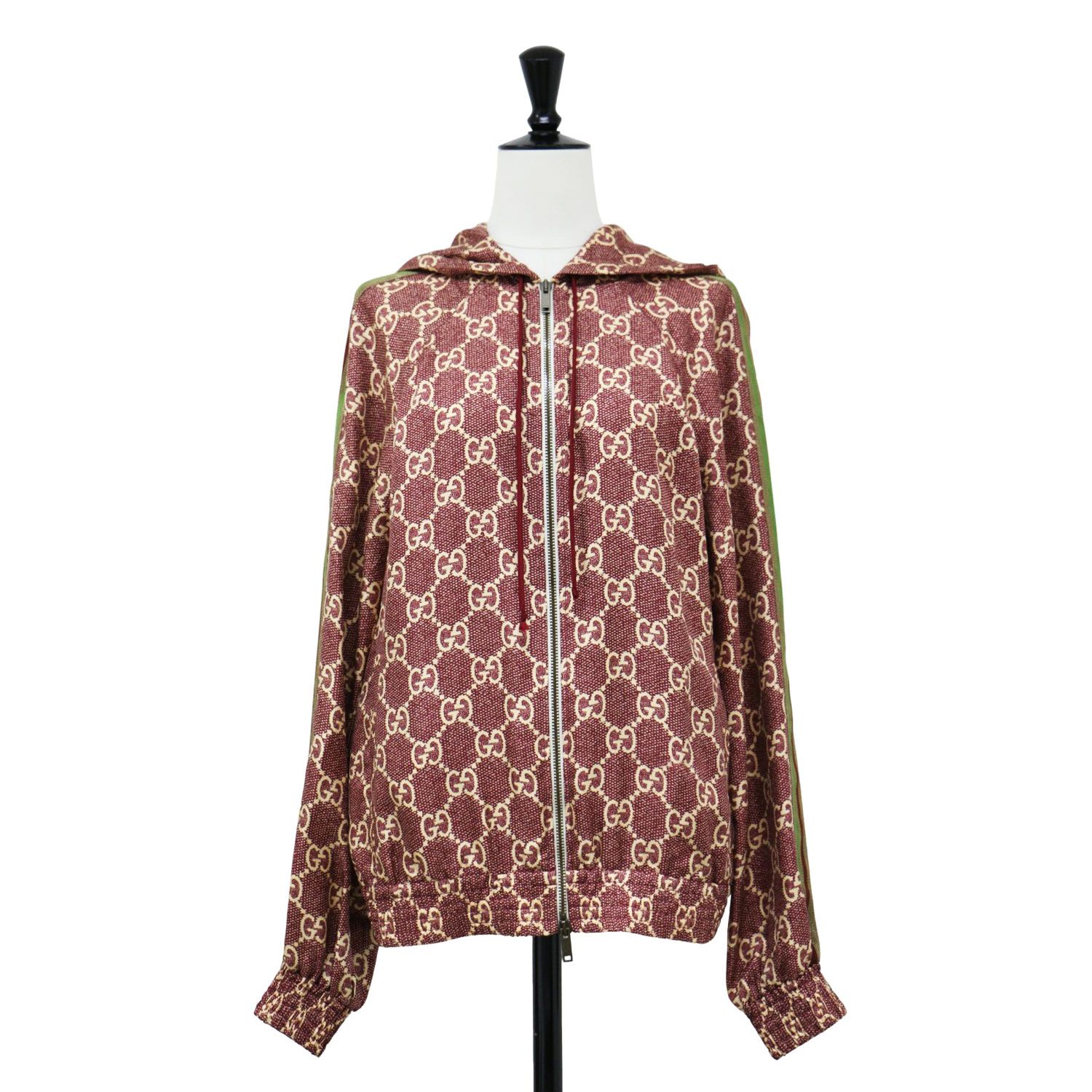 GUCCI グッチ ジャケット レッド系 サイズ XXS | GGスプリームス シルク トラック ジャケット | フーディー サイドライン ミケーレ期 | イタリア製 | アウター ブルゾン 上着 レディース