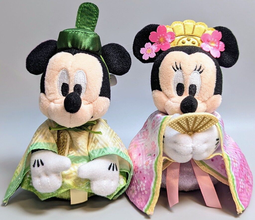 東京ディズニーリゾート ぬいぐるみバッジ ひなまつり 2024 ミッキーu0026ミニー(黄緑u0026ピンク) 2024