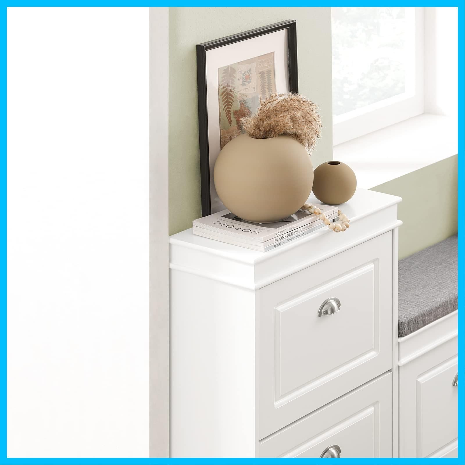 数量 おしゃれ フラップ 幅54x奥行24x高さ83cm 靴箱 省スペース スリム シューズラック 靴棚 薄型 靴収納 下駄箱 玄関キャビネット シューズボックス 玄関収納 SoBuy FSR78-W