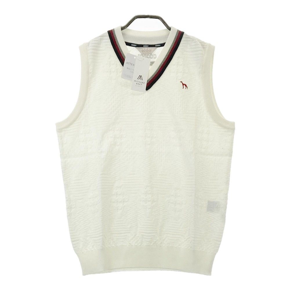サイズ：48 ADABAT アダバット MITSUKE KNIT ニットベスト 総柄 ホワイト系 [240101359422] ゴルフウェア メンズ ストスト