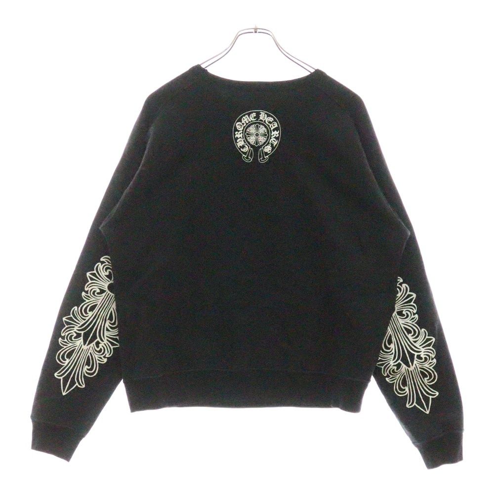 CHROME HEARTS クロムハーツ OLD SWTSHR モデル ダガー袖フローラルプリントスウェットトレーナー ブラック
