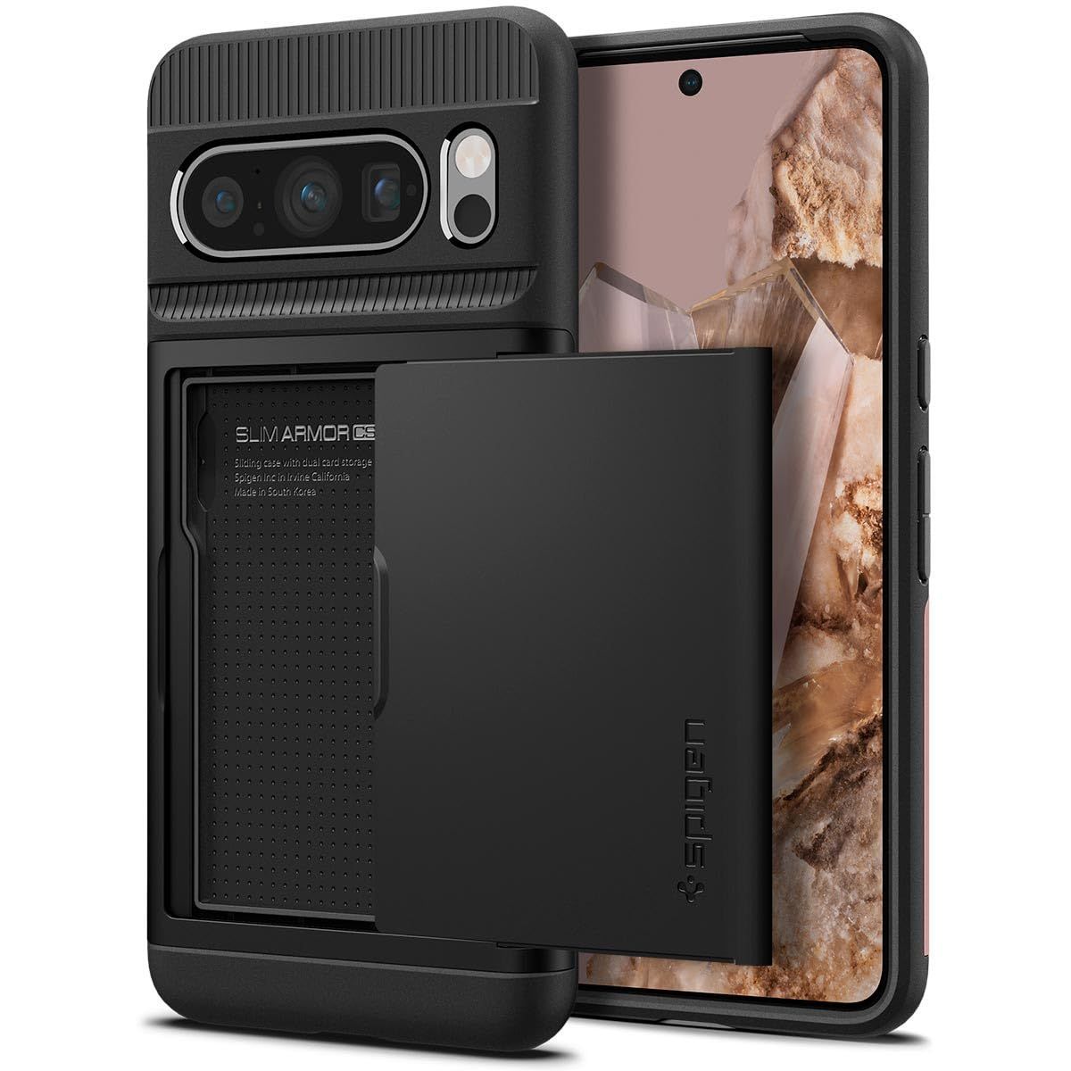 【特価商品】(ブラック) ACS06323 CS スリム・アーマー 二重構造 吸収 衝撃 傷防止 指紋防止 耐衝撃 MIL規格取得 収納 カード ケース Pro Pixel8 Google Spigen