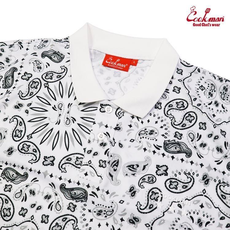 送料無料】COOKMAN クックマン Polo Shirts ポロシャツ Paisley White ペイズリー ホワイト 半袖 白 メンズ  レディース 男女兼用 カジュアル - メルカリ