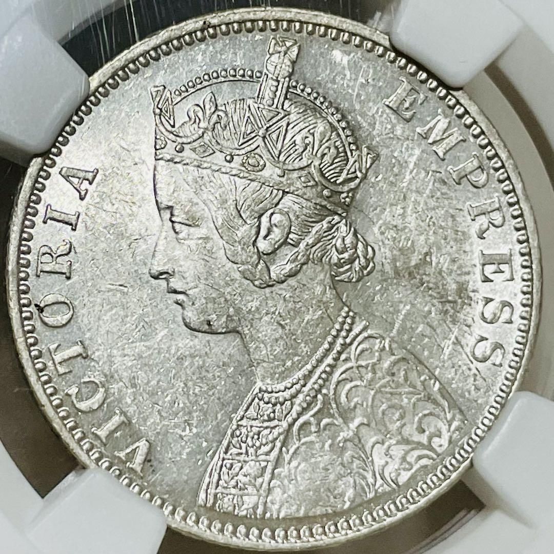 1901 英領インド ゴチック ビクトリア 銀貨 1ルピー MS60