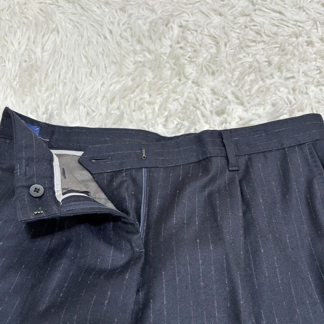 INCOTEX ウール100％ パンツ 42 ネイビー ストライプ NICORILABO_COM