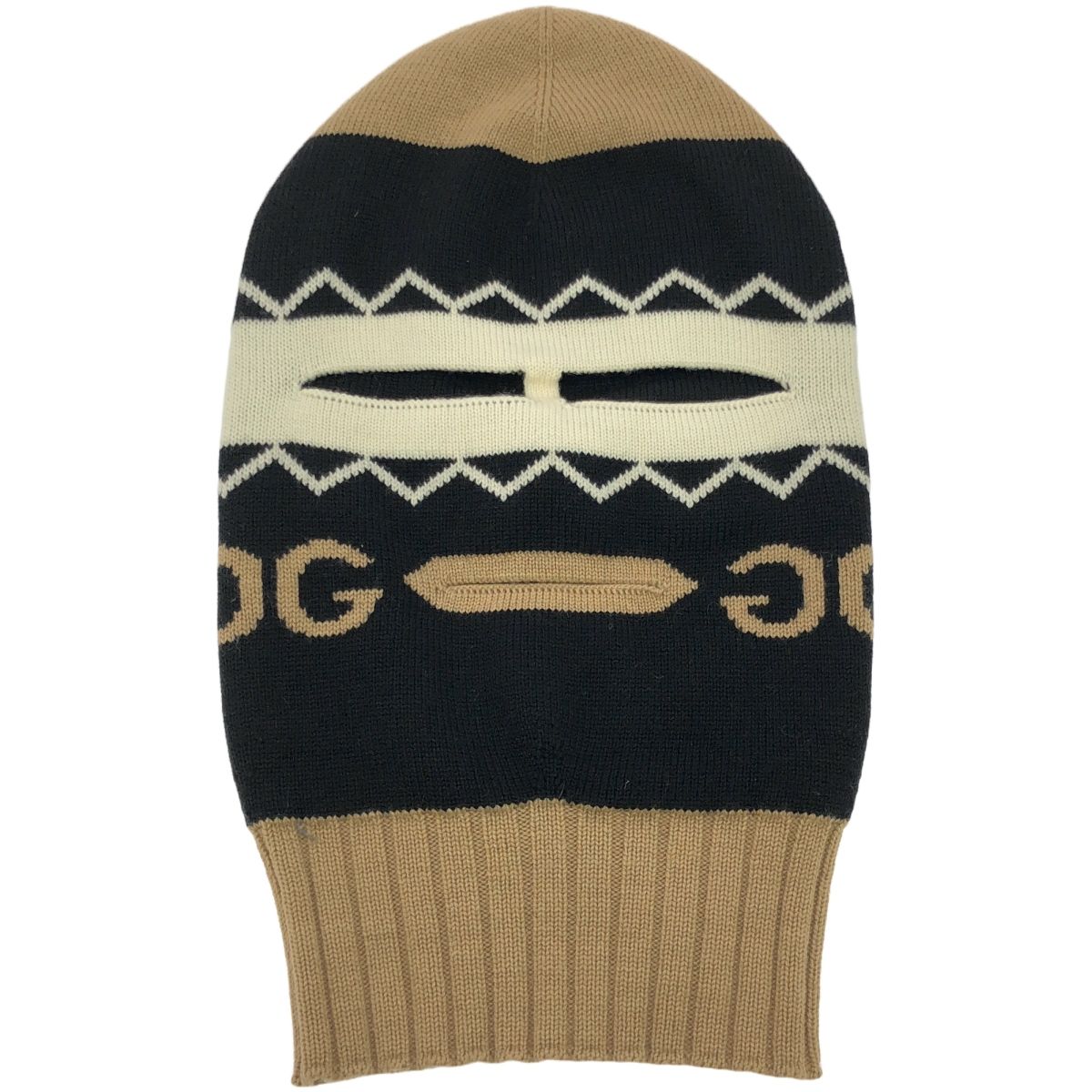 GUCCI グッチ 18AW ニットマスクバラクラバキャップ 目出し帽 ブラック ベージュ L