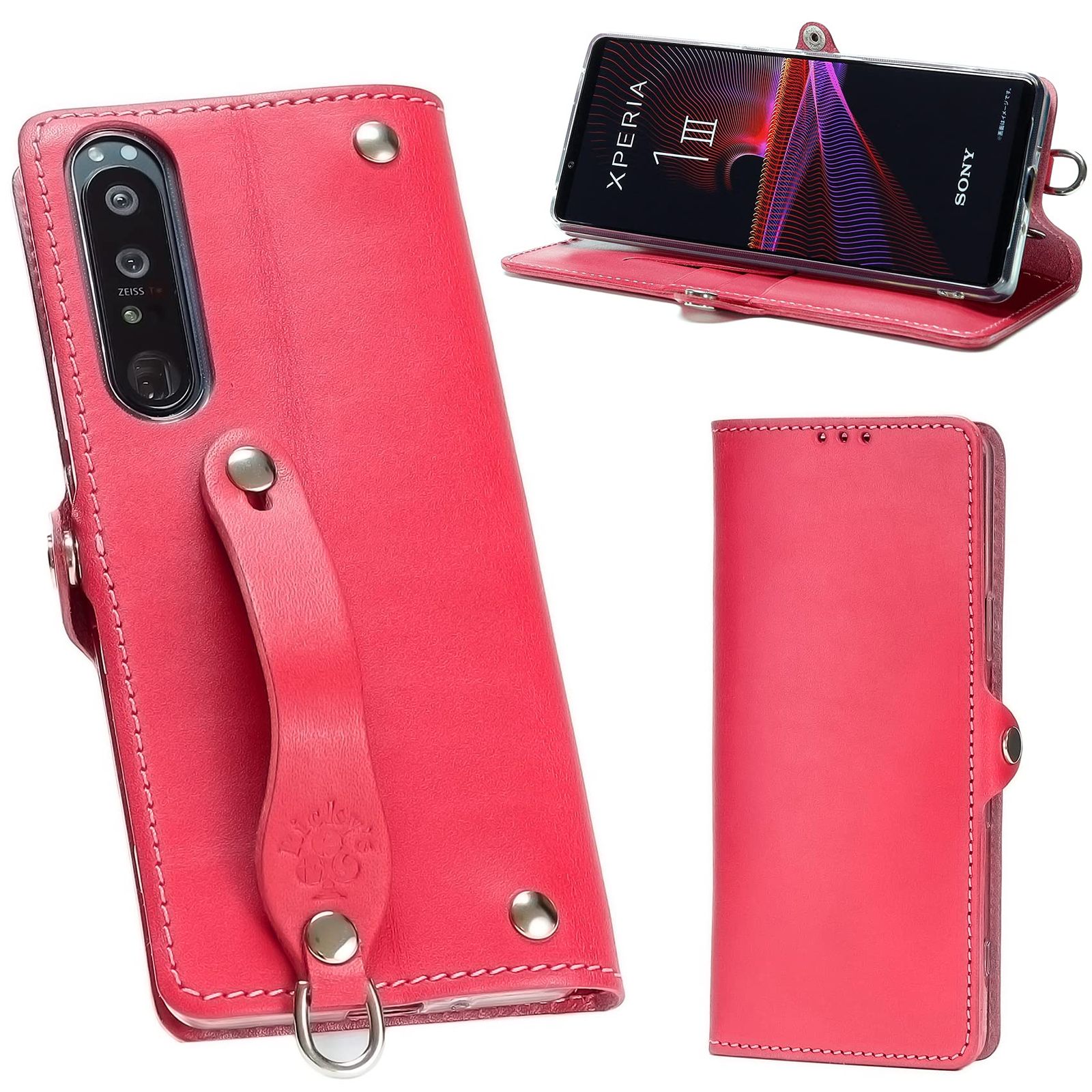 売り切り EFGS Xperia 1 Ⅲ 手帳型 ケース 栃木ピンク MSポケット 左開き xperia1Ⅲ TPU 手帳 ケース レザー エクスペリア iii マーク3 docomo SO-51B au SOG03 ベルト 栃木レザー 革