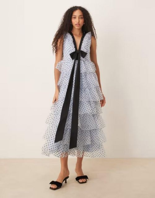 シスタージュン レディース ワンピース トップス Dream Sister Jane Haven ruffle midi dress in blue Blue