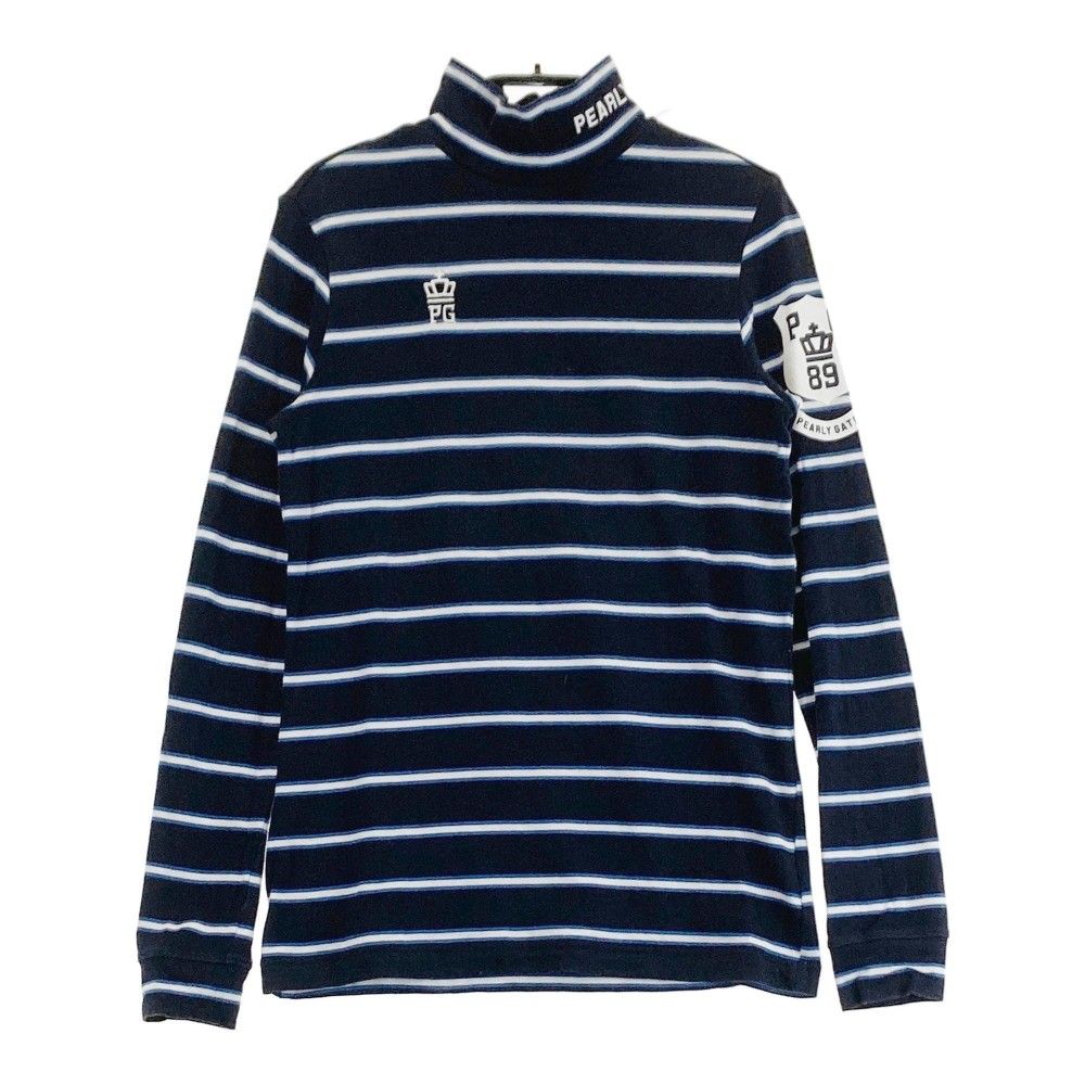 サイズ：0 PEARLY GATES パーリーゲイツ  ハイネック 長袖Tシャツ ボーダー柄 ネイビー系 [240101483189] ゴルフウェア レディース ストスト サイズ：0 PEARLY GATES パーリーゲイツ ハイネック長袖Tシャツ