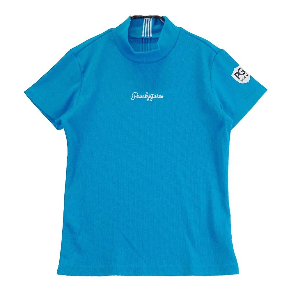 サイズ：1 PEARLY GATES パーリーゲイツ 2023年モデル モックネック 半袖Tシャツ  ブルー系 [240101426637] ゴルフウェア レディース ストスト サイズ：1 PEARLY GATES パーリーゲイツ 2023年モデル モック
