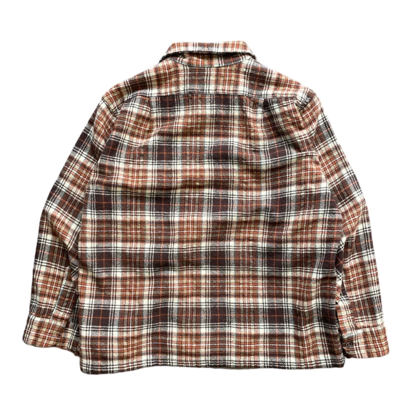 70s ペンドルトン　ウールシャツ　キャメルブラウン 60s PENDLETONペンドルトン オンブレチェック ウール オープン