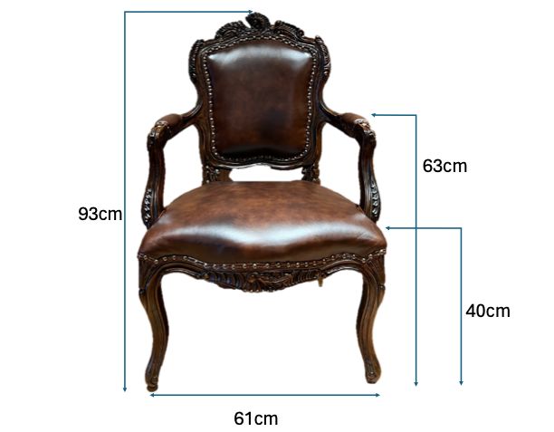 クラシックスタイル ダークブラウン レザー椅子 - メルカリ