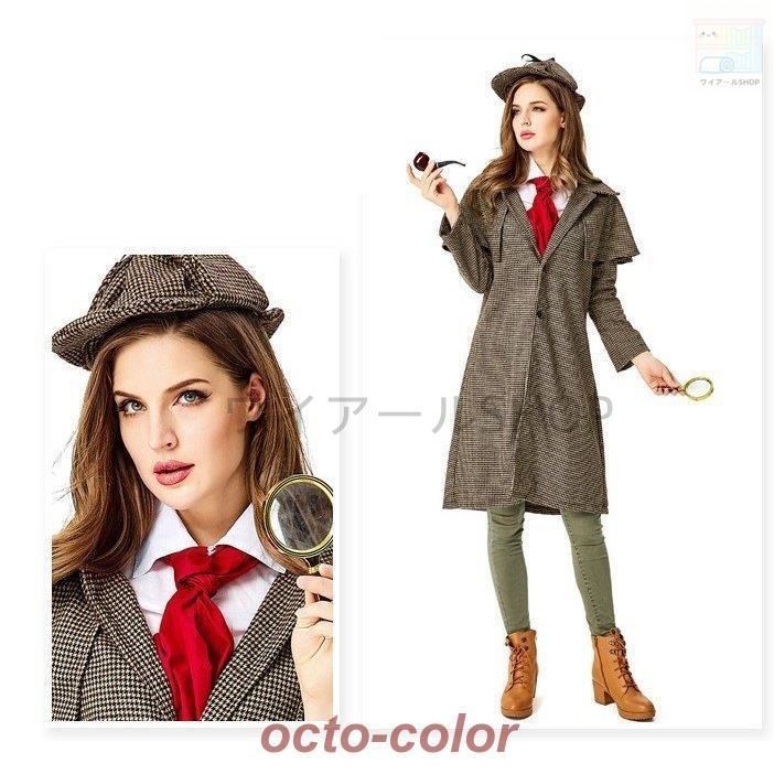 2025 M?XLハロウィン衣装 カップル 大人用 男性用女性用 名探偵 ホームズ コートと帽子のセット ハロウィン 衣装 ガールズ ハロウィーン