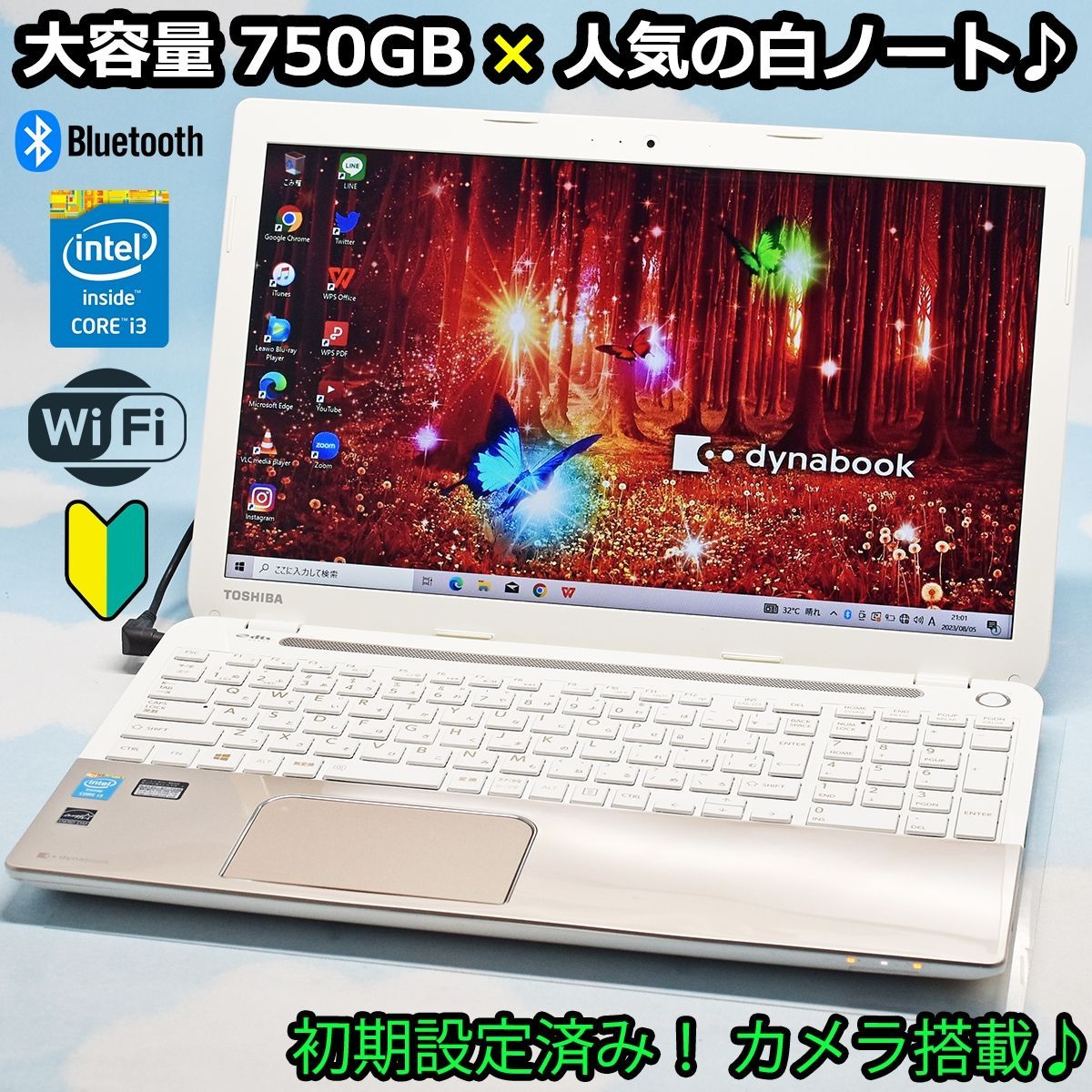 東芝 ダイナブック 大容量 750GB HDD、Bluetooth、カメラ、マイク搭載