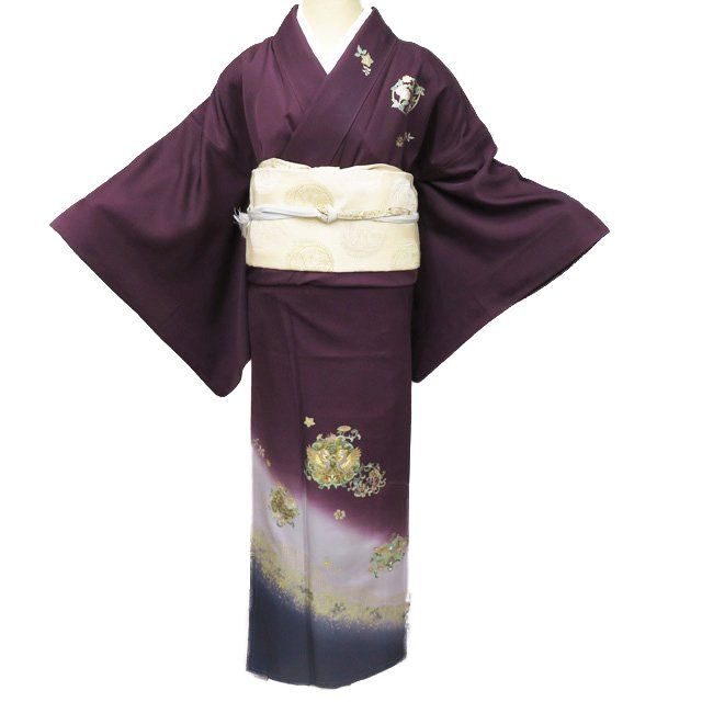 翠山工房 セット 辻ケ花 辻ヶ花 袋帯 紺 黒　辻が花 訪問着 地紋 落款 絞り 翠山工房 セット 辻ケ花 辻ヶ花 袋帯 紺 黒 辻が花 訪問着