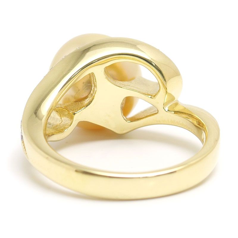 ゴールデンパールリング 約12.5号 K18・P約10.9mm・D0.28ct - メルカリ 