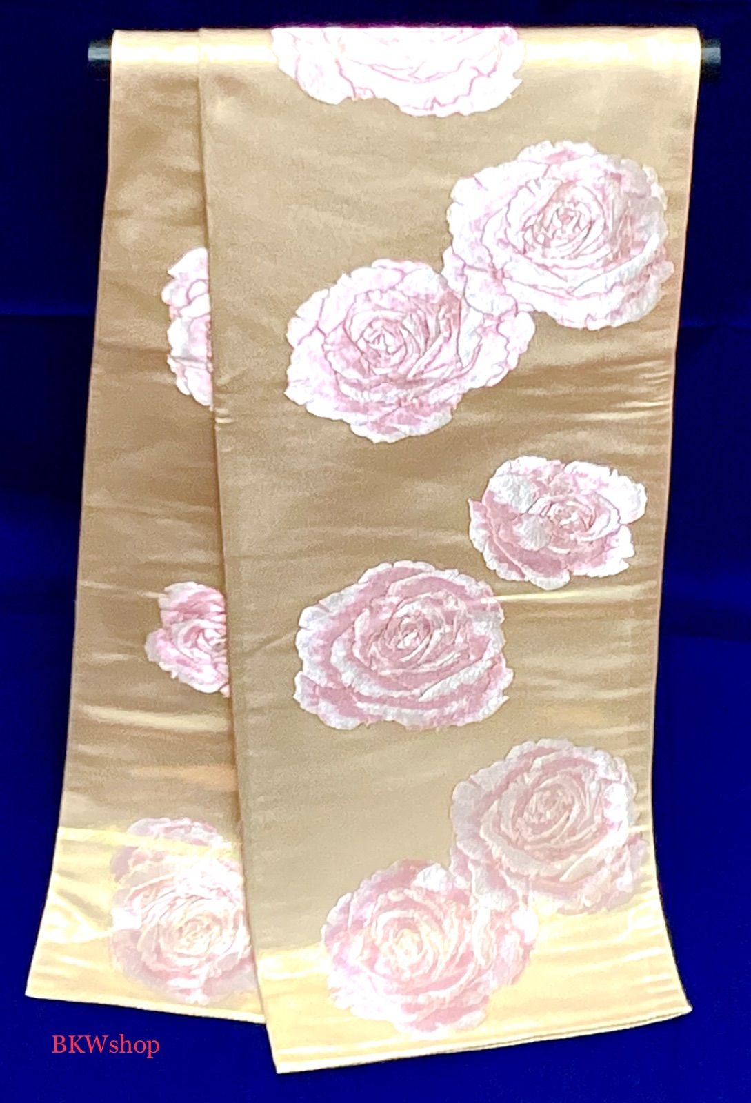 現品限り used 丸帯 掛下帯 金 薔薇柄 白無垢 色打掛 大振袖 振袖 花嫁様 婚礼 着付練習 桂由美ﾌﾞﾗﾝﾄﾞ