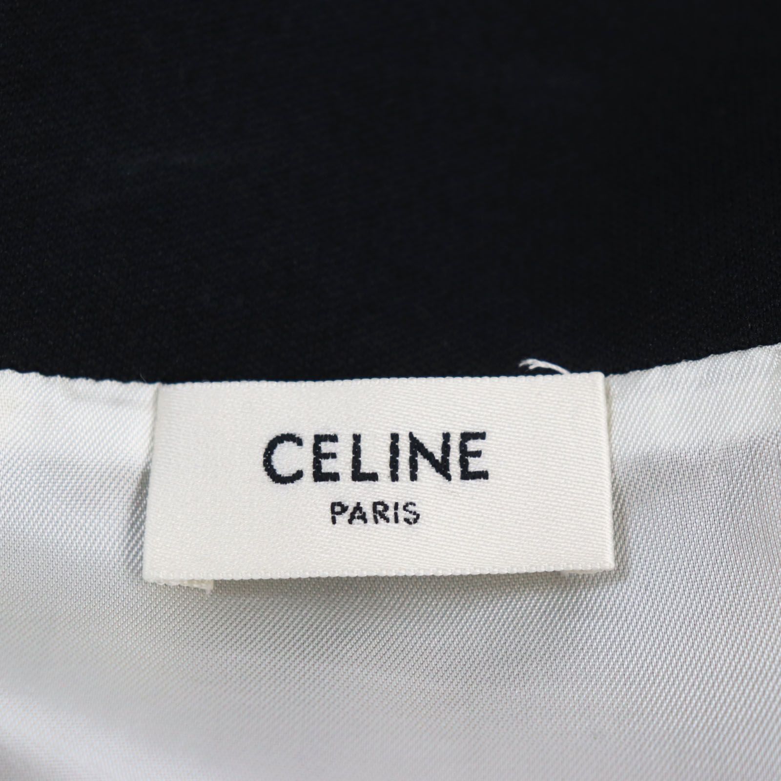 極美品●CELINE セリーヌ 2Y43C121O トリオンフ刺繍・ジッパー付き ブルゾン トラックスーツ トラックジャケット ブラック ホワイト ブラウン M 箱付き イタリア製 正規品 メンズ