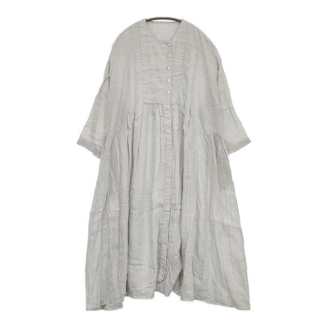 nest Robe 製品染め 01201-1441 リネンフロントオープンギャザー ワンピース ライトブルー系 レディース ネストローブ 5-1001M∞